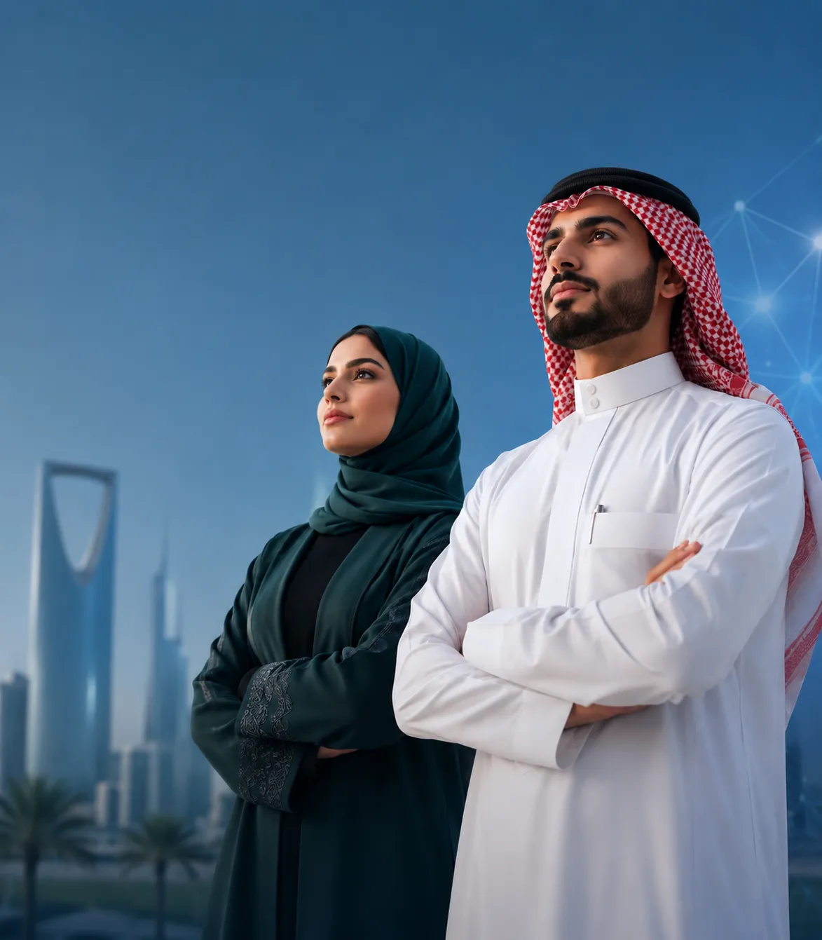 شباب يعملون في بيئة ابتكار وريادة أعمال